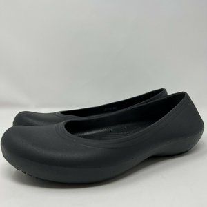 Crocs Iconic Comfort Womens 9 W Black Slip On Flats Shoes